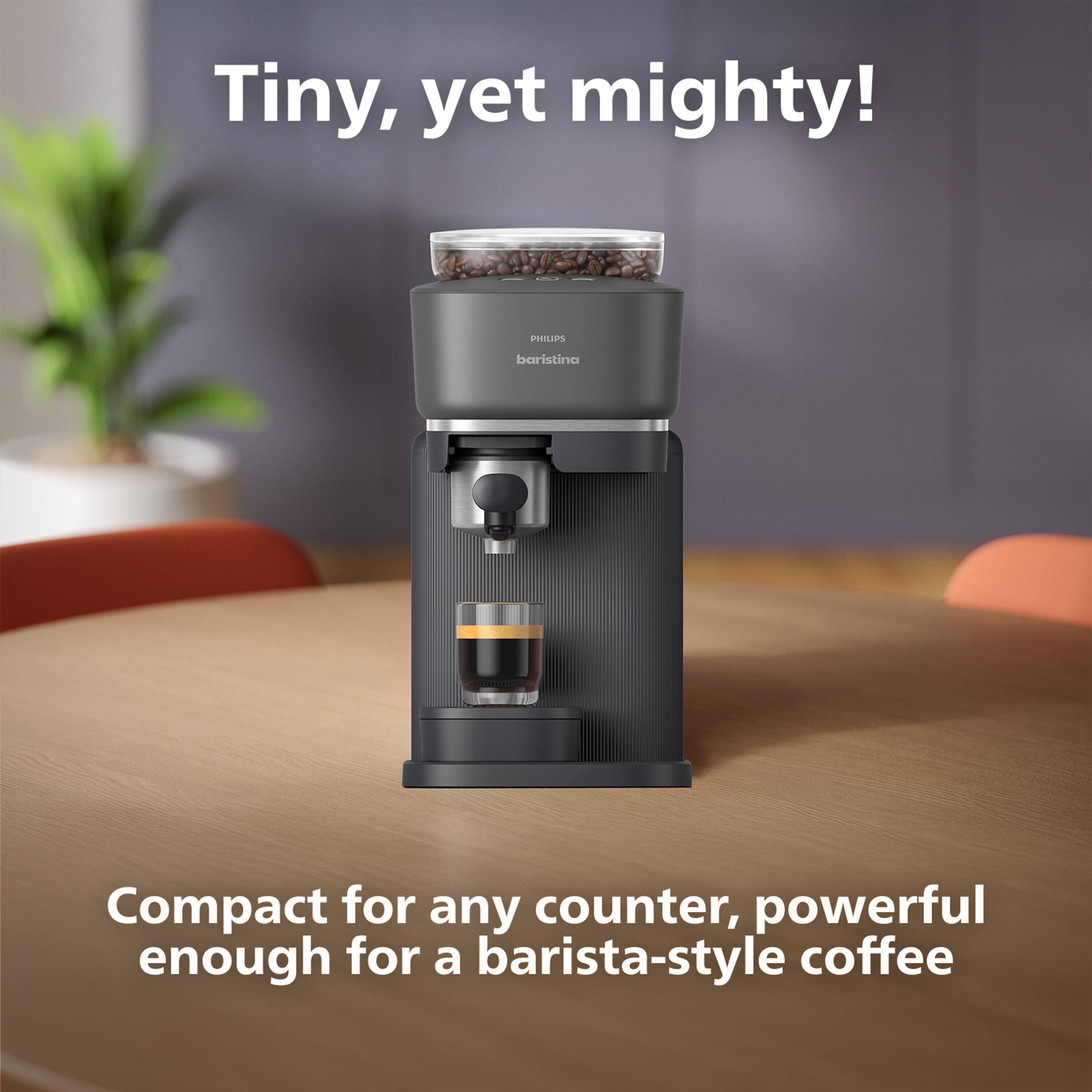 Tiny, yet mighty! PHILIPS baristina Compact for any counter, powerful enough for a barista-style coffee