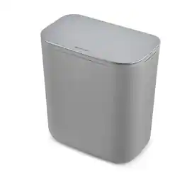 Qeetex - 1.8 Gallon Hanging Trash Can with Stainless Steel Lid, Under Sink Compost Bin for Kitchen Cabinet Door Mounted, Grey