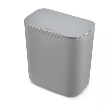 Front. Qeetex - 1.8 Gallon Hanging Trash Can with Stainless Steel Lid, Under Sink Compost Bin for Kitchen Cabinet Door Mounted, Grey.
