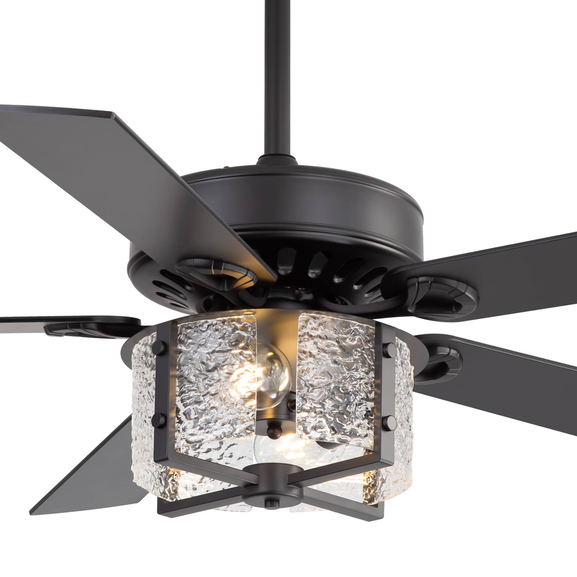Alt View 8. Breezary - 52-Inch Large Ceiling Fan with Light Fixture, 5 Dual-Finish Plywood Blades, DC Motor, Remote Control, 5/10-Inch Downrods - Matte Black with Rich Walnut.