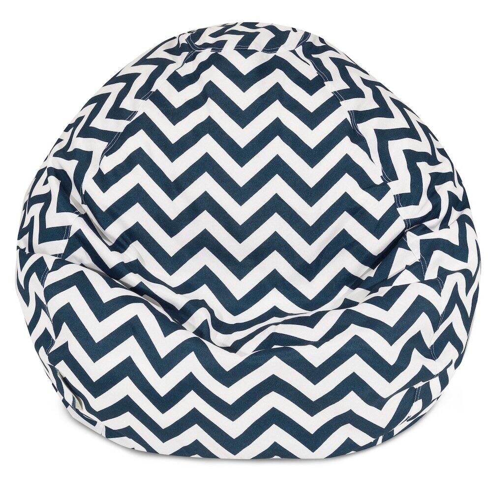 Front. Majestic Home - Large Bean Bag Chevron Navy Blue - Blue.