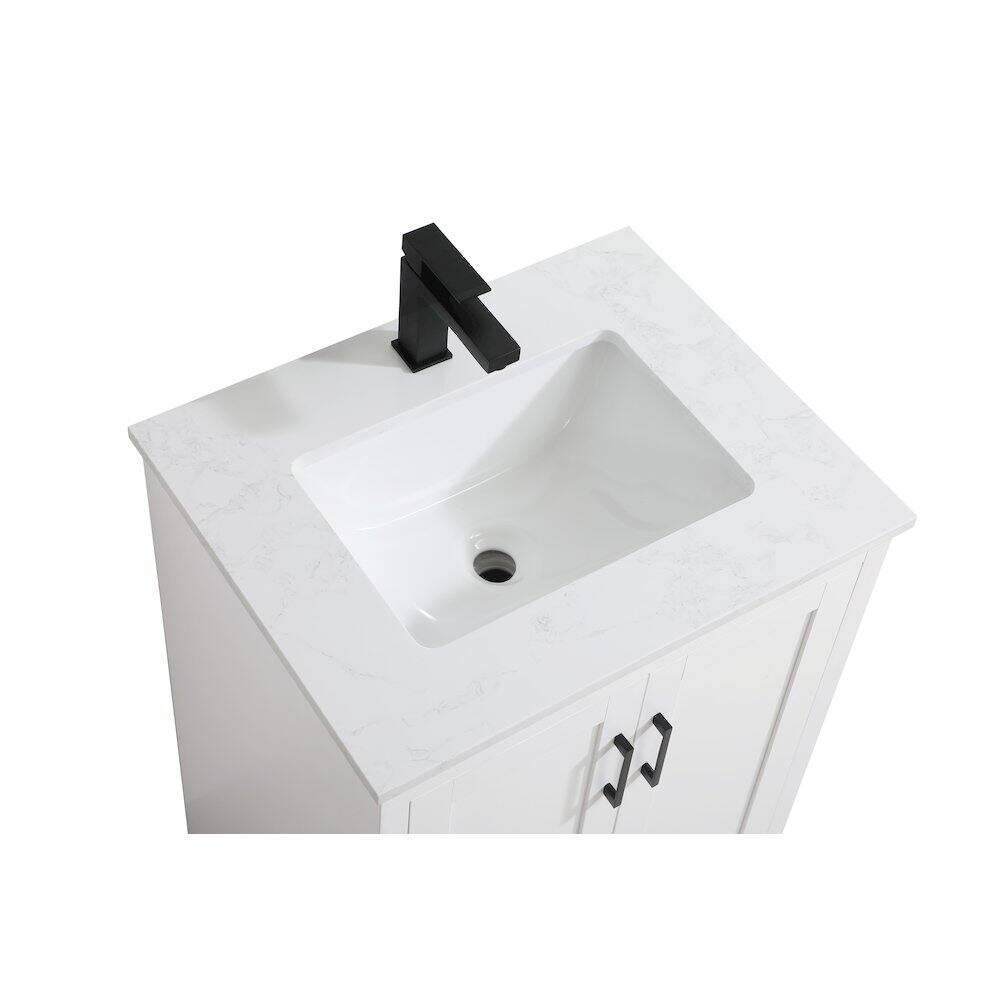 Back. Elegant Kitchen and Bath - Finnley 24 Inch Single Bathroom Vanity In White - White.