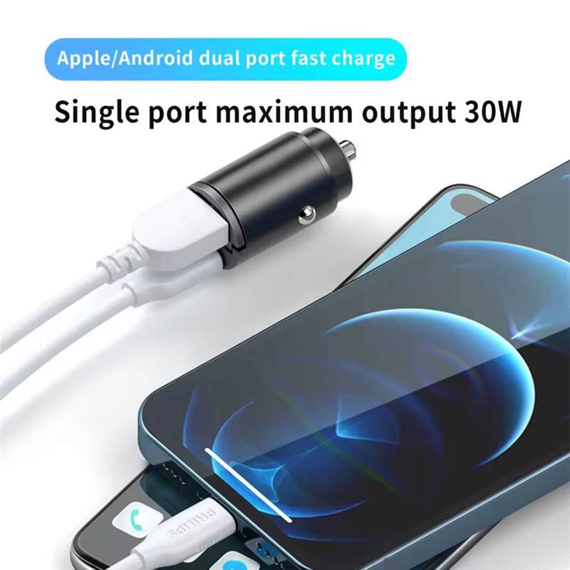 Apple/Android dual port fast charge  
Single port maximum output 30W
