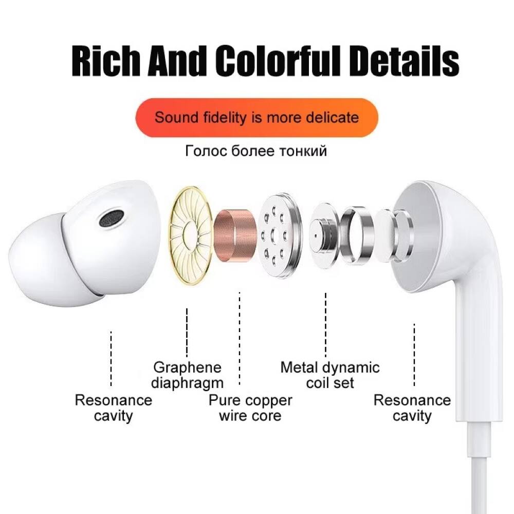 Rich And Colorful Details  
Sound fidelity is more delicate  

Graphene diaphragm  
Pure copper wire core  
Metal dynamic coil set  
Resonance cavity