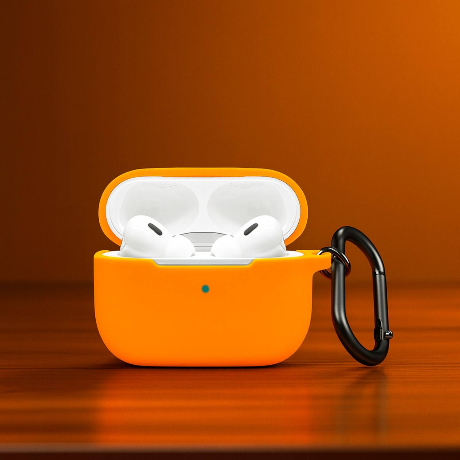 Angle. SaharaCase - Apple Airpods Pro 3 Case Kit | Added Accessories | Smooth Silicone | Anti-Shock Material | Venture Series - Blazing Orange.