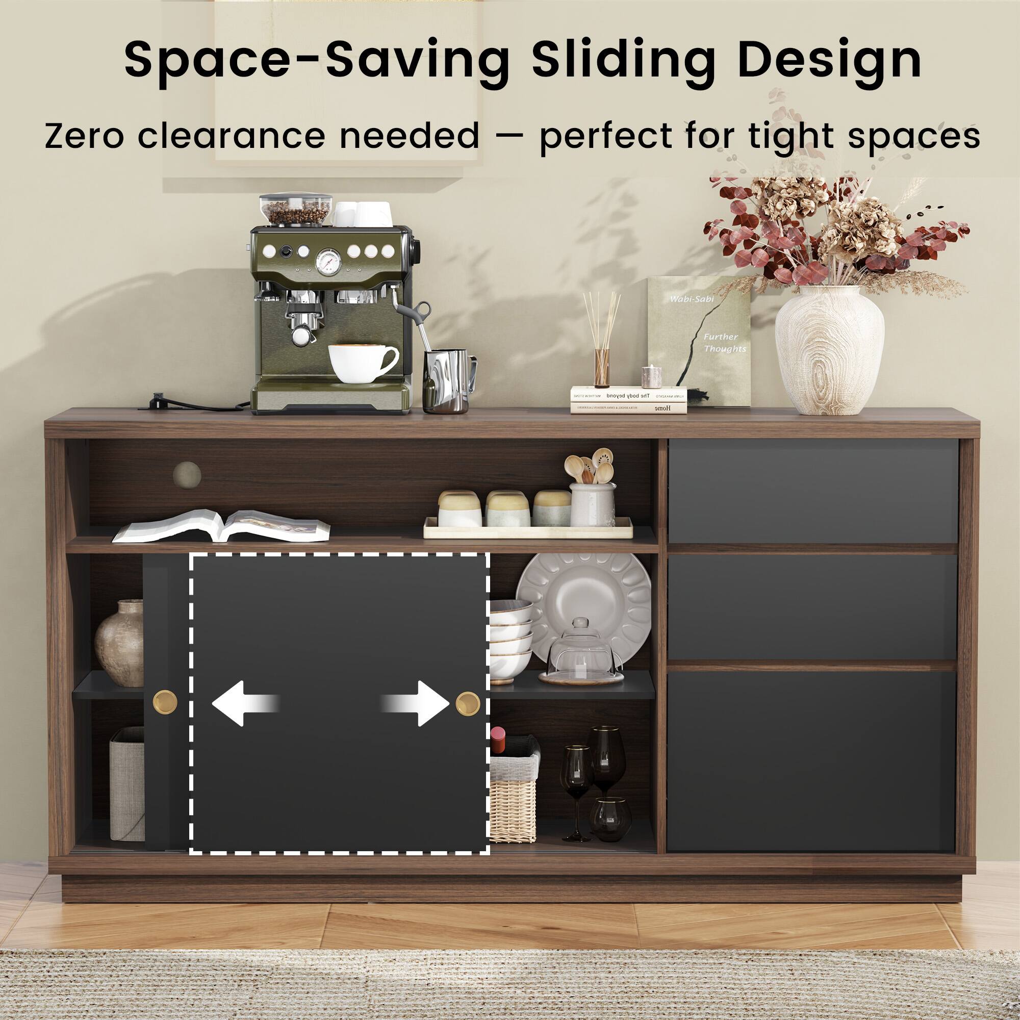 Space-Saving Sliding Design  
Zero clearance needed - perfect for tight spaces
