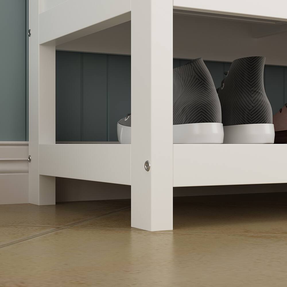 Alt View 2. FUFU&GAGA - Multi Functional Entryway Storage Cabinet Shoe Bench with Coat Rack Shelves and Hooks for Organized Hallway - White.