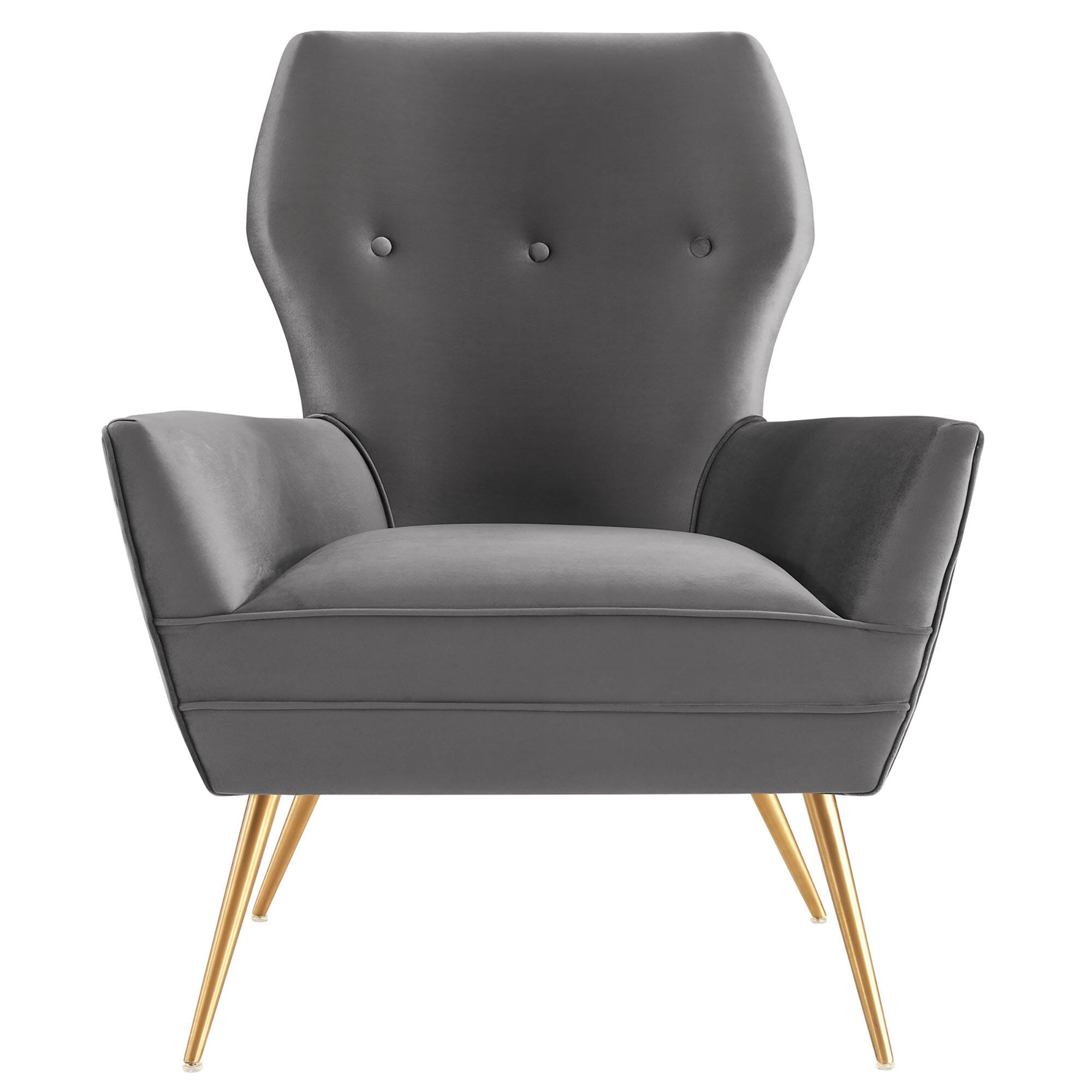 Alt View 3. Modway - Renata Button Tufted Performance Velvet Armchair by Modway - Gray.