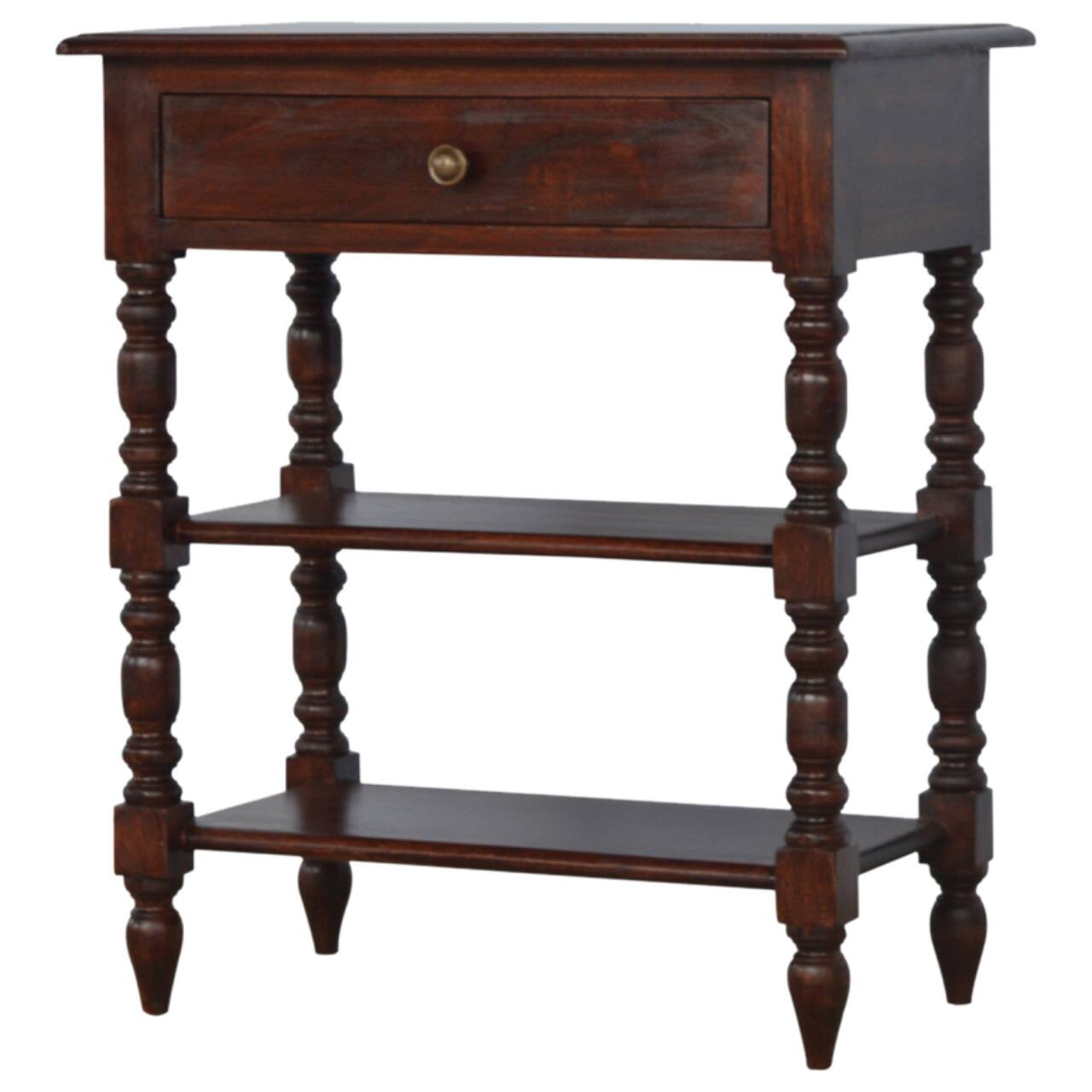 Angle. Artisan Furniture - Turned Occasional Table - Brown.