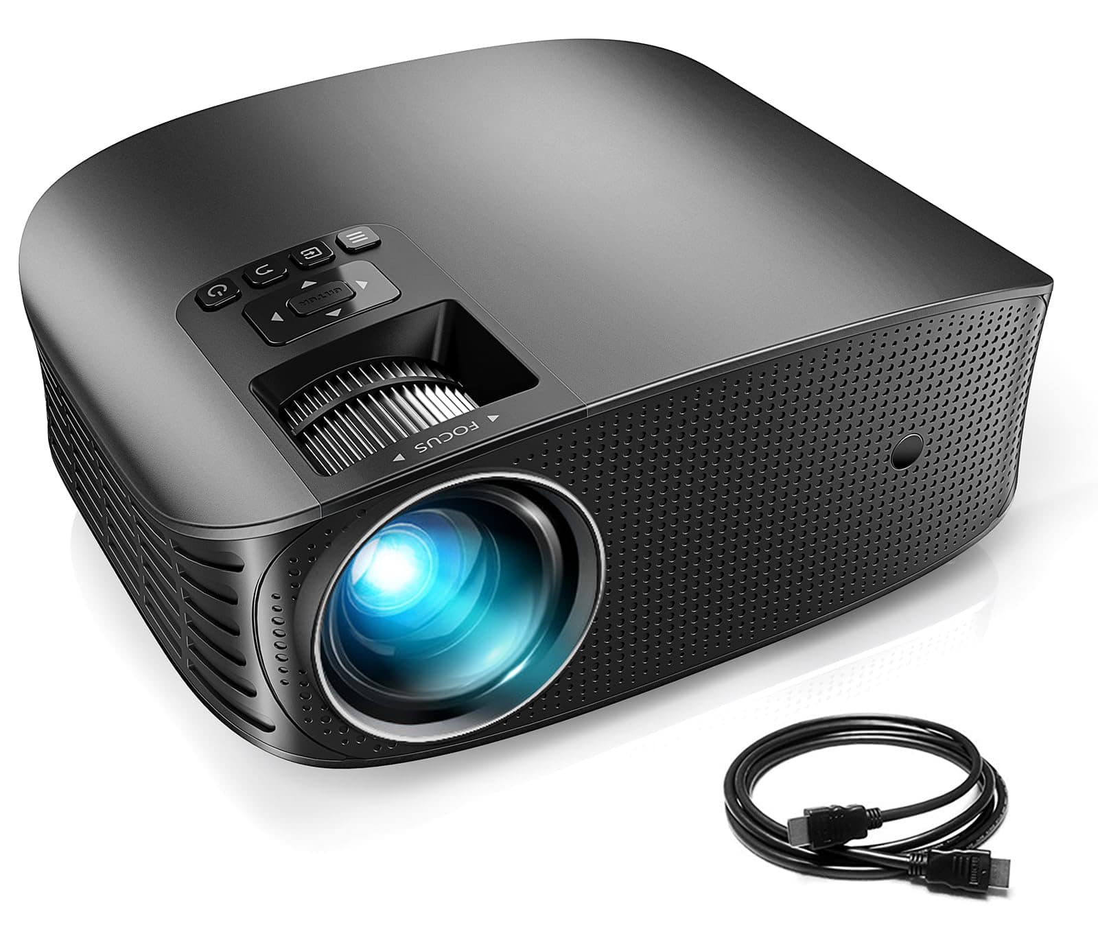 Elephas - 1080P Projector: Dolby Native, 15000L Outdoor, 230" Home, Compat. Fire TV Stick/PS4/HDMI/USB - Black