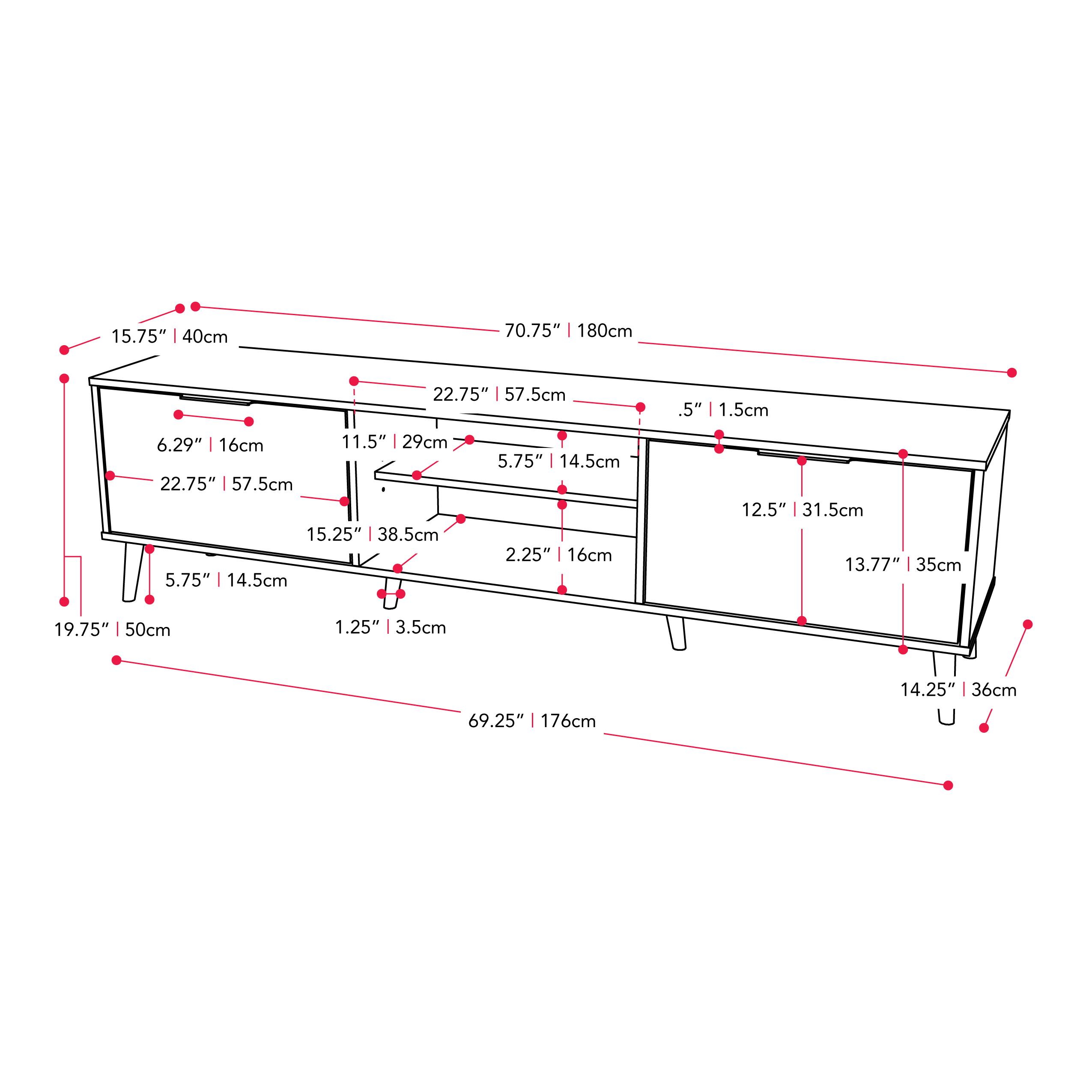 Alt View 11. CorLiving - Cole Collection TV Stand with Cabinets for Most TVs up to 85" - Dark Gray.