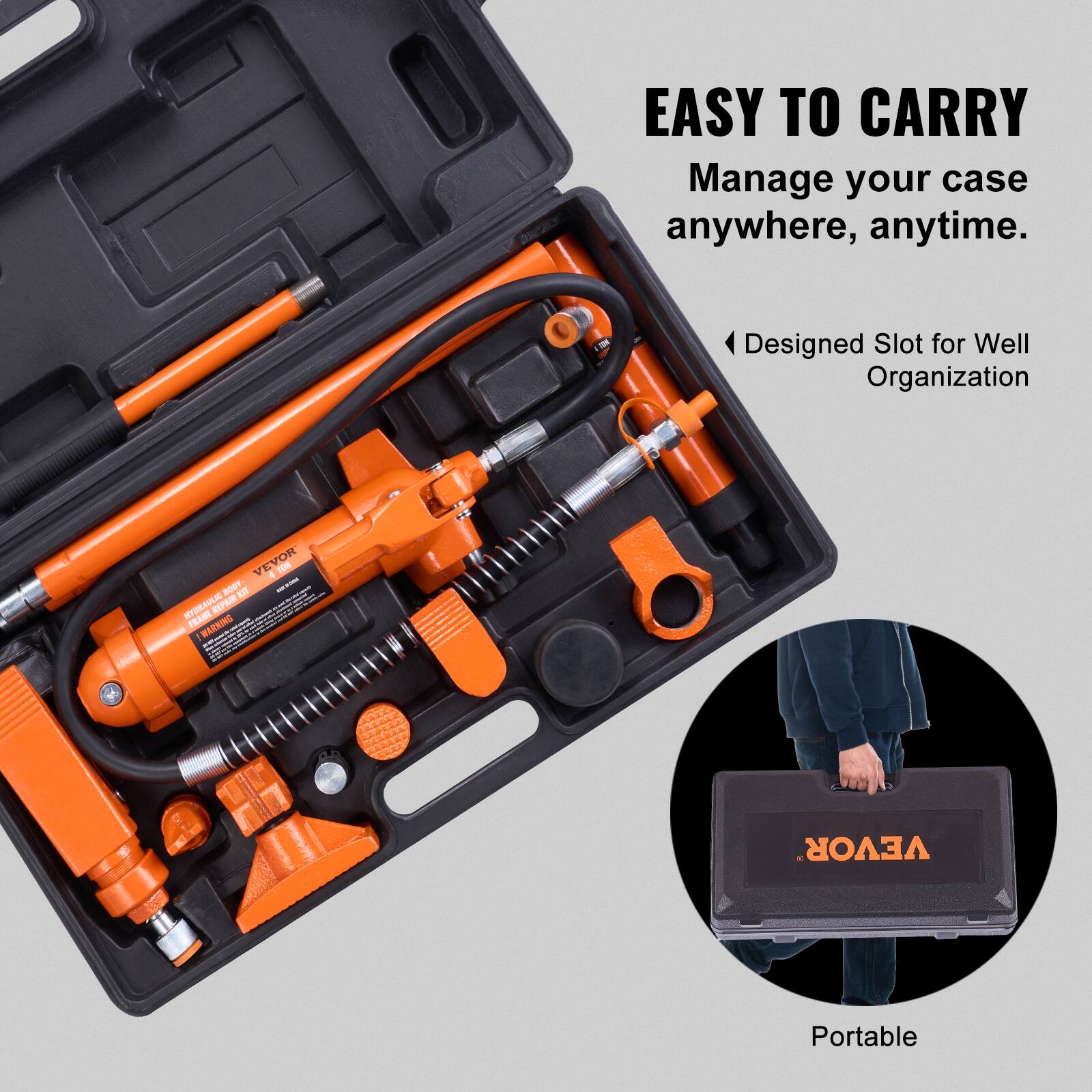 EASY TO CARRY  
Manage your case anywhere, anytime.  
Designed Slot for Well Organization  

VEVOR 4 1ON - M : FRANE REPAIRIT REFAIR FRANE RARKING - VEVOR  
Portable