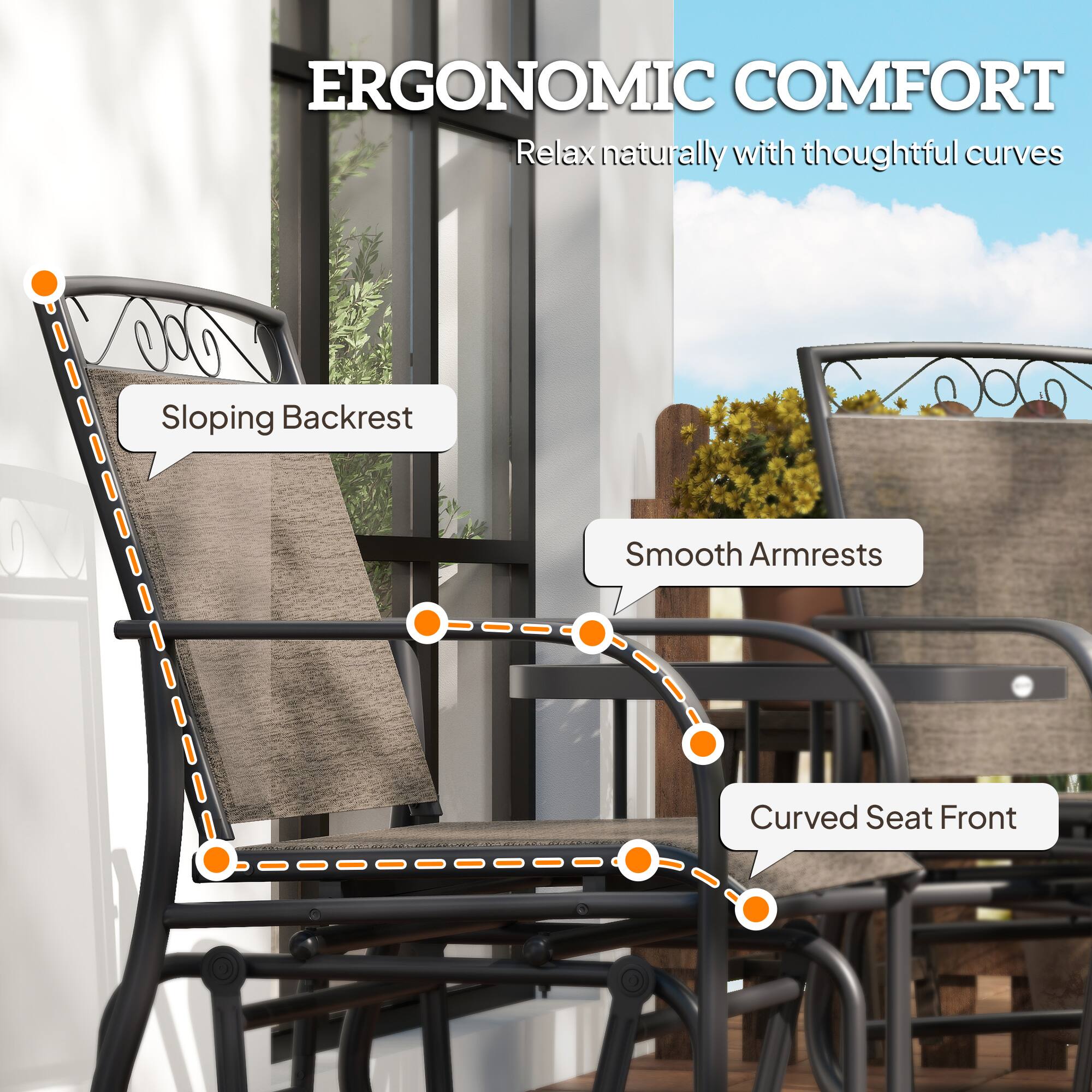 ERGONOMIC COMFORT  
Relax naturally with thoughtful curves

- Sloping Backrest
- Smooth Armrests
- Curved Seat Front