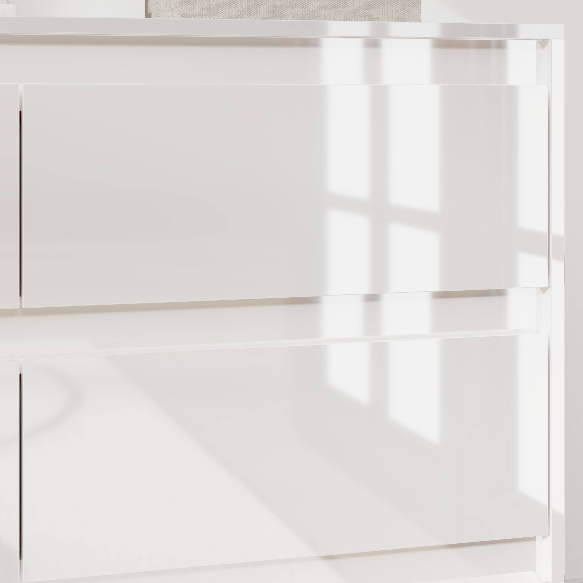 Alt View 5. FUFU & GAGA - 9 Drawer Dresser High Gloss White - Handleless Storage Tower with Smooth Glides for Bedroom, Living Room, Entryway - White.
