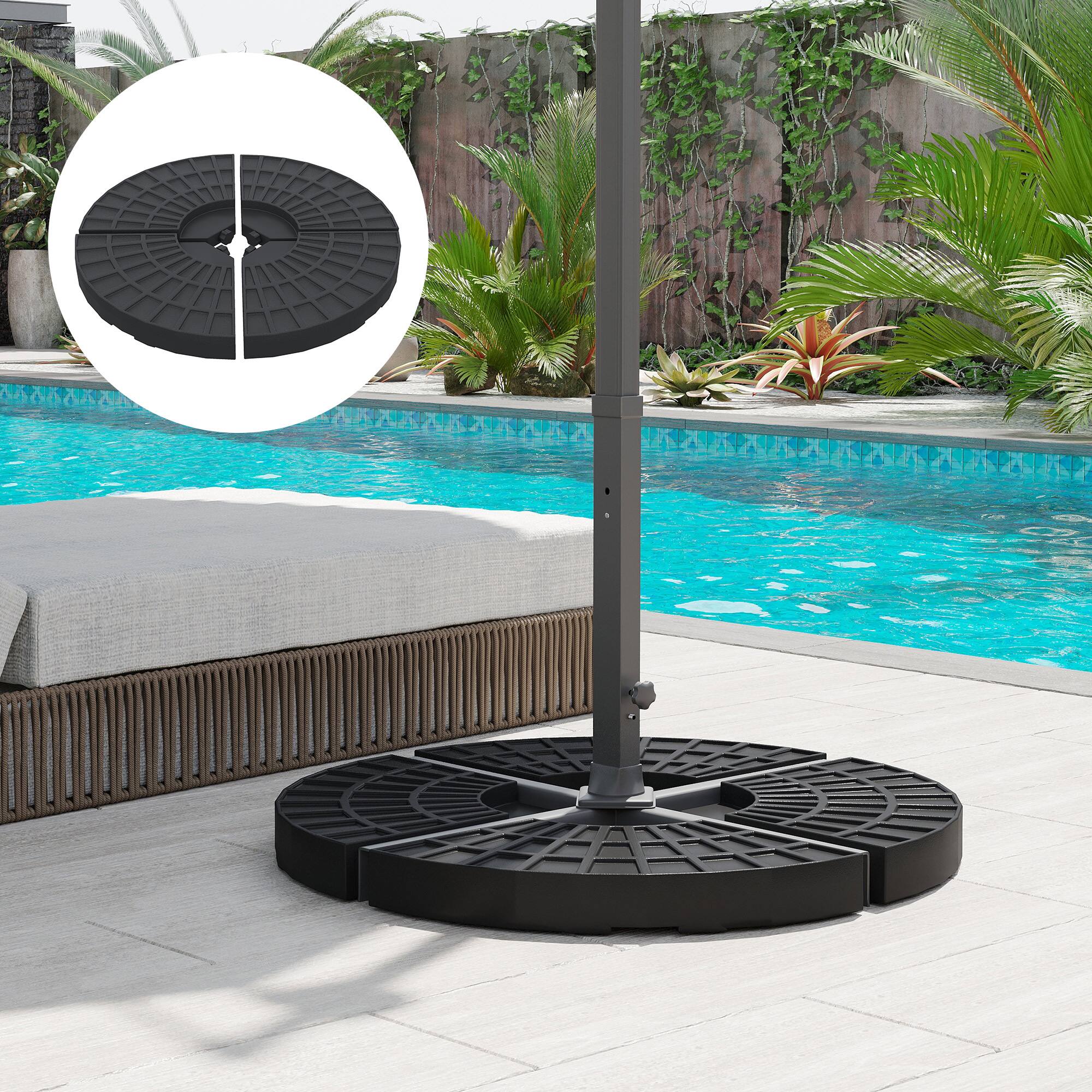 Alt View 1. Outsunny - 4 Pieces Round Patio Umbrella Base, Cantilever Offset Outdoor Umbrella Weights - Black.