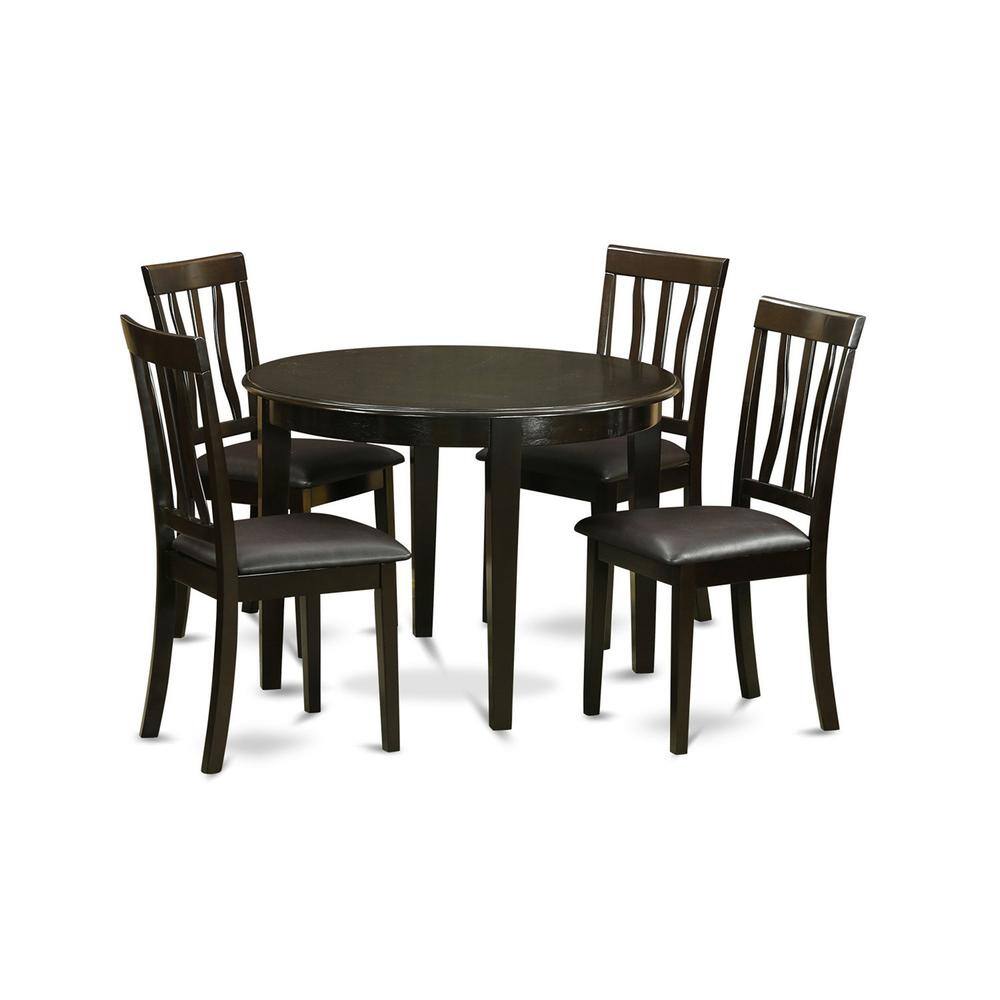 Back. East West Furniture - 5 PC small Kitchen Table set-Kitchen Table and 4 Kitchen Chairs - Cappuccino.
