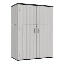 Yardgrace - 57 Cu.ft Outdoor Vertical Storage Shed, Waterproof Resin Cabinet, Lockable for Garden, Patio & Backyard Clearance - Gray