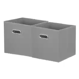 Unique Bargains - 2pcs Storage Cubes, 11x11x11 Inch Fabric Storage Bins with Circular Handle, Foldable Cube Organizer for Home Clothing - Light Gray