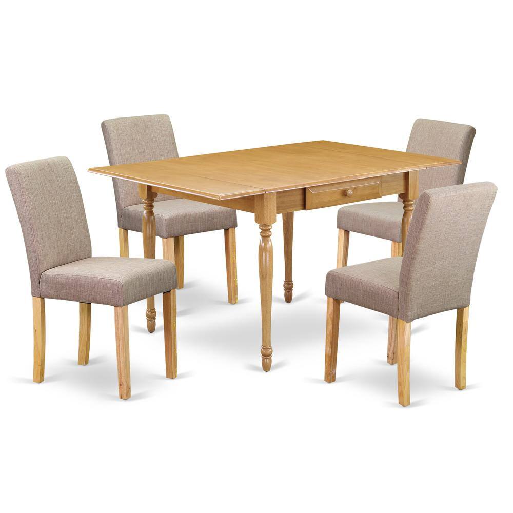 Alt View 3. East West Furniture - 1MZAB5-OAK-04 5Pc Kitchen Table Sets Contains a Dining Room Table and 4 Parson Chairs with Light Fawn Color Linen - Oak.