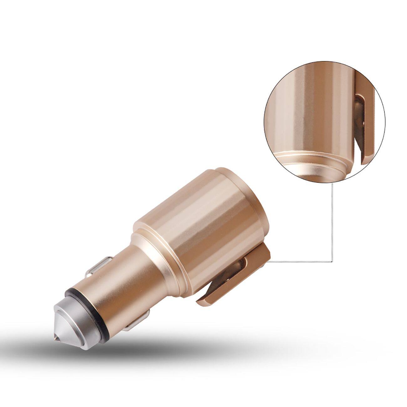 Angle. Reiko - Reiko Quick Car Charger, 4.8A Dual USB Fast car charger with Life Guard Charge Technology In Gold - Gold.