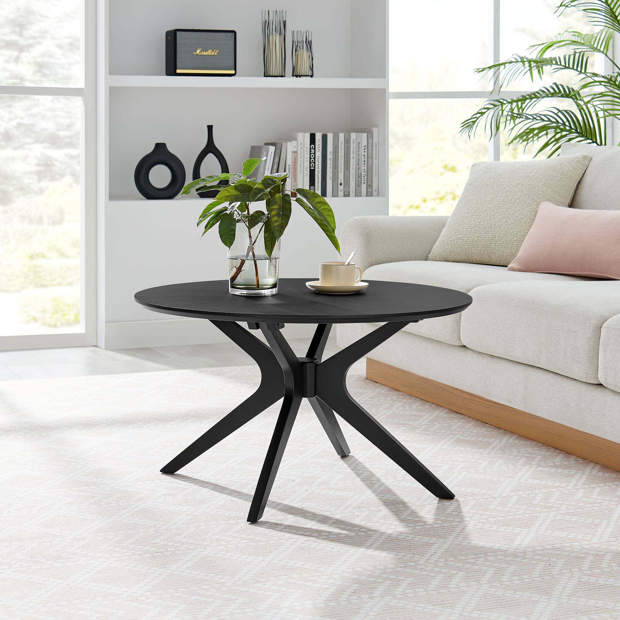 Crossroads Round Wood Coffee Table by Modway - Black