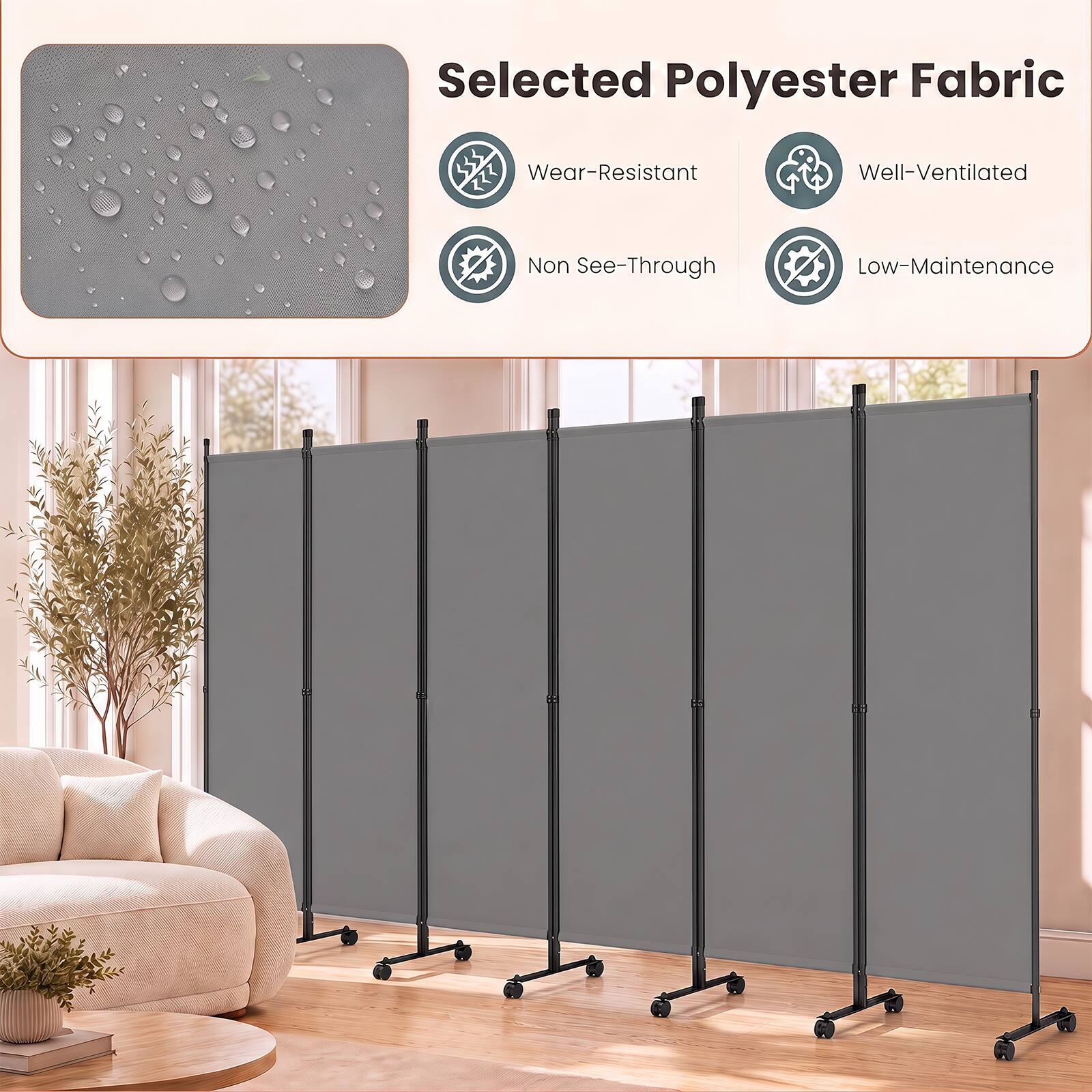 Selected Polyester Fabric  
Wear-Resistant  
Well-Ventilated  
Non See-Through  
Low-Maintenance