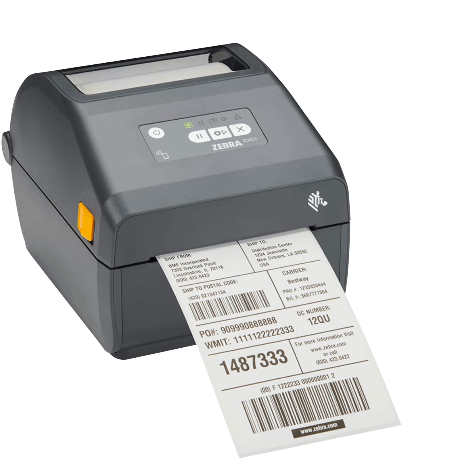 Zebra - ZD421 Direct Thermal 203dpi 4-Inch Desktop Label Printer - Wired USB/Ethernet 10/100 Connectivity 6 ips ZPL/EPL - Gray