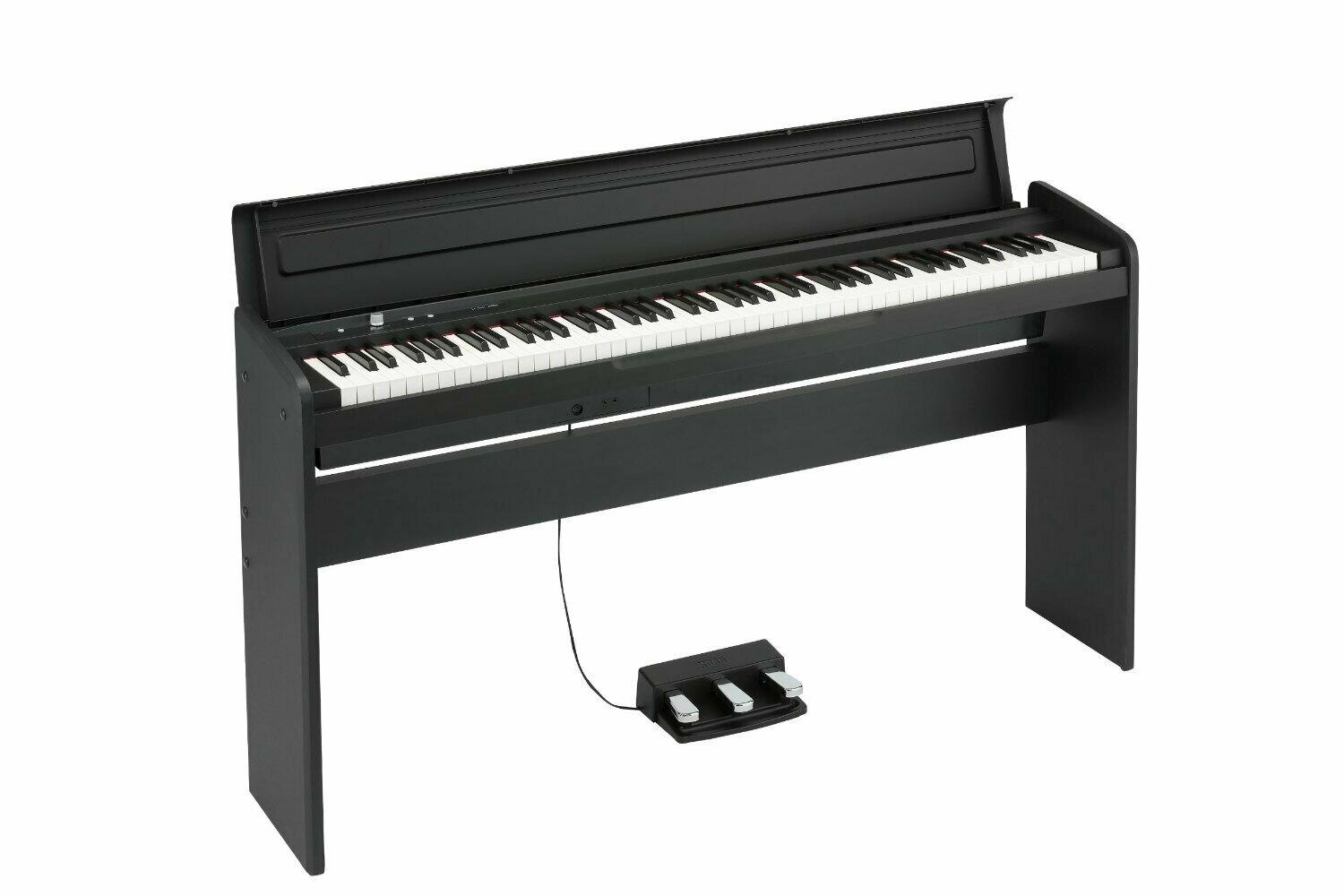 Angle. Korg - Korg LP180 88 Key Lifestyle Piano (Black) with Piano Bench and Focus Piano Book.