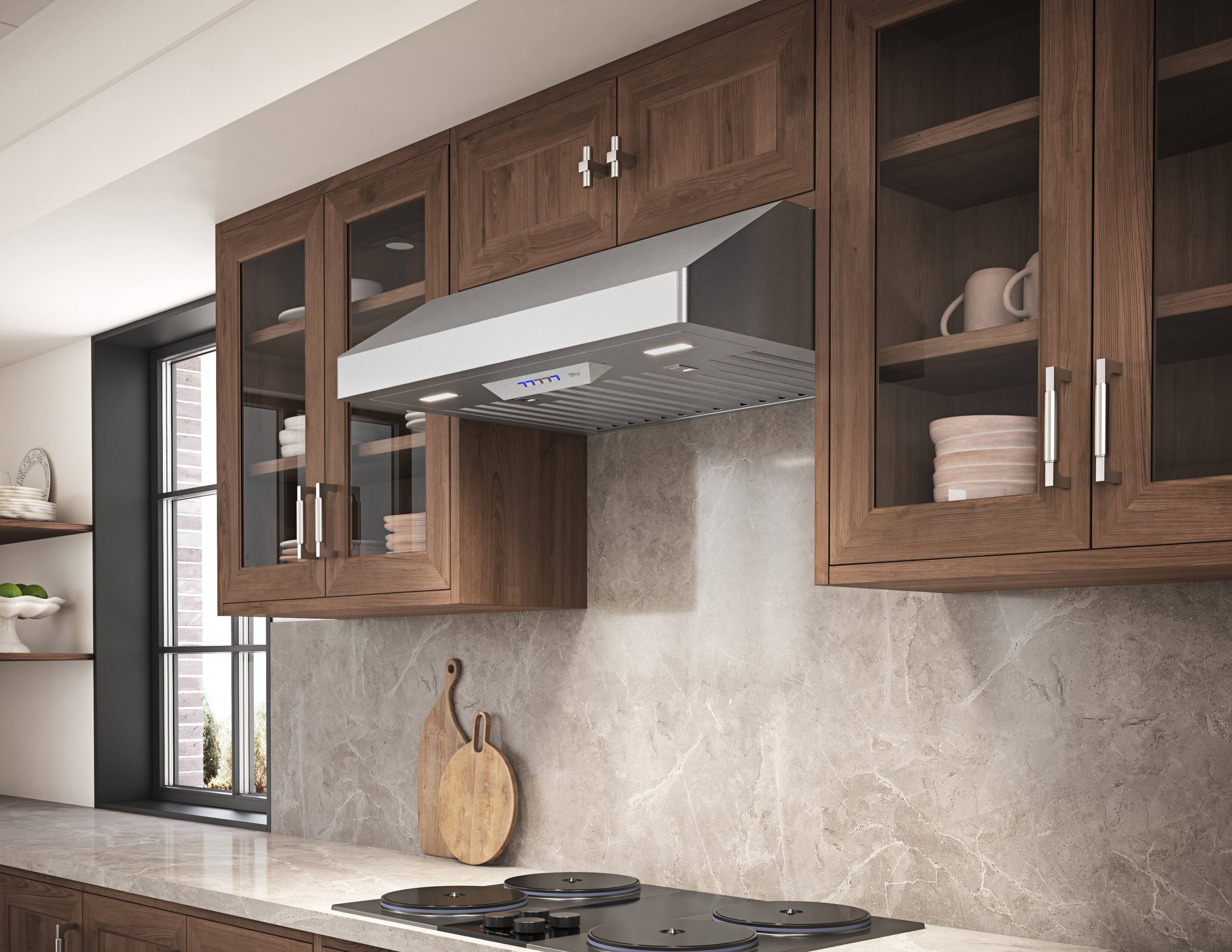 Alt View 12. Zephyr - Gust II 30 in. 600 CFM Under Cabinet Mount Range Hood with LED Light - Stainless Steel.