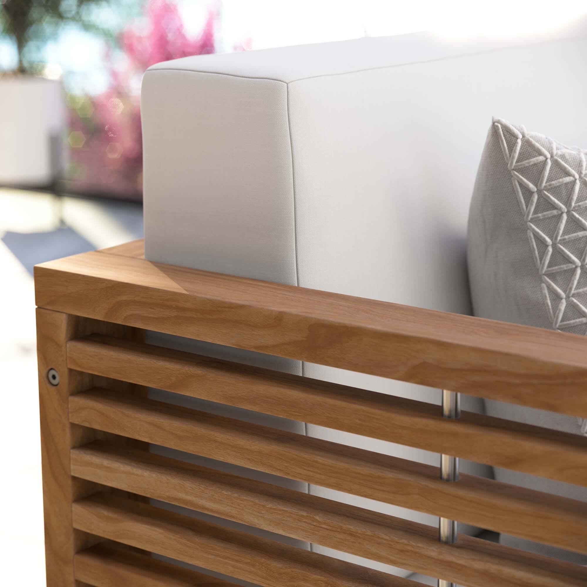 Back. Modway - Carlsbad Teak Wood Outdoor Patio Loveseat by Modway - Natural White.