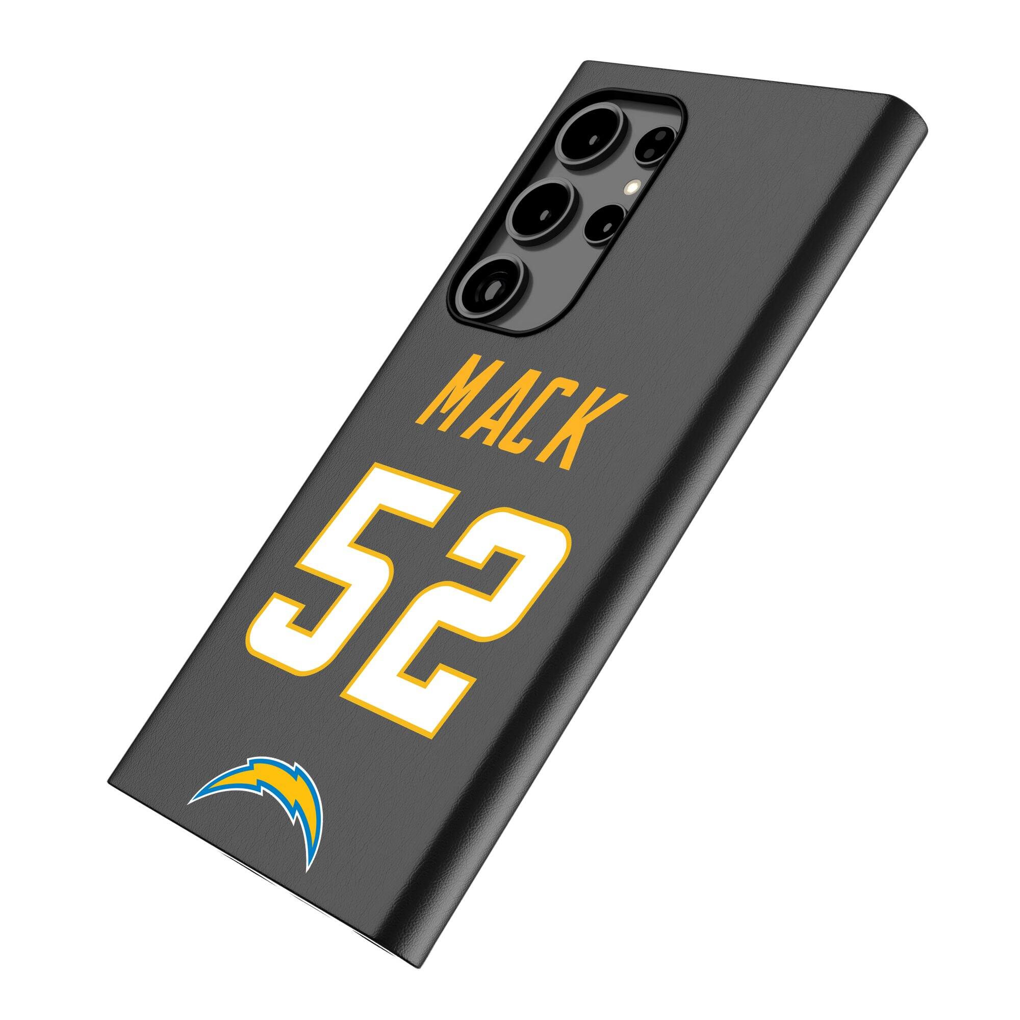 Alt View 1. Keyscaper - Khalil Mack Black Los Angeles Chargers Galaxy Magnetic Bump Case - S25 - Black.