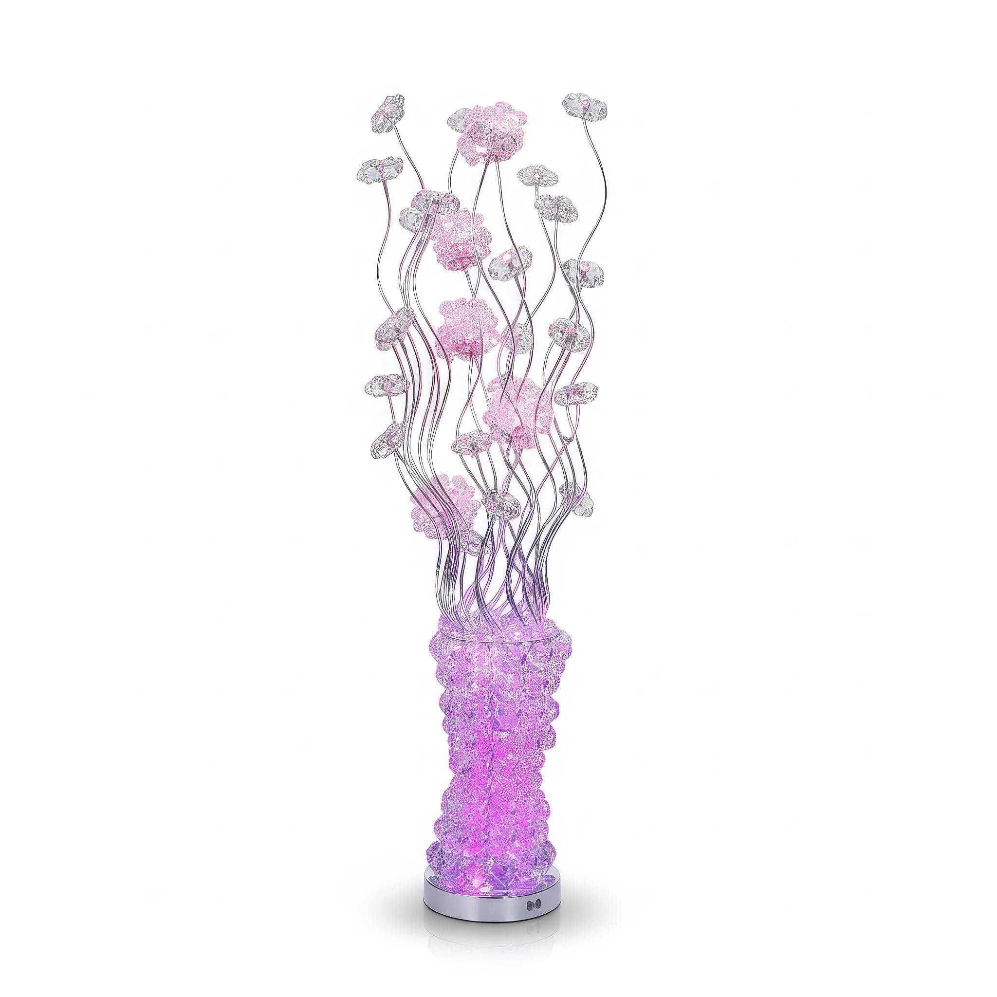 Angle. FC Design - 55"H Translucent Glitter Vase with Red  Floral Flame LED Floor Lamp.