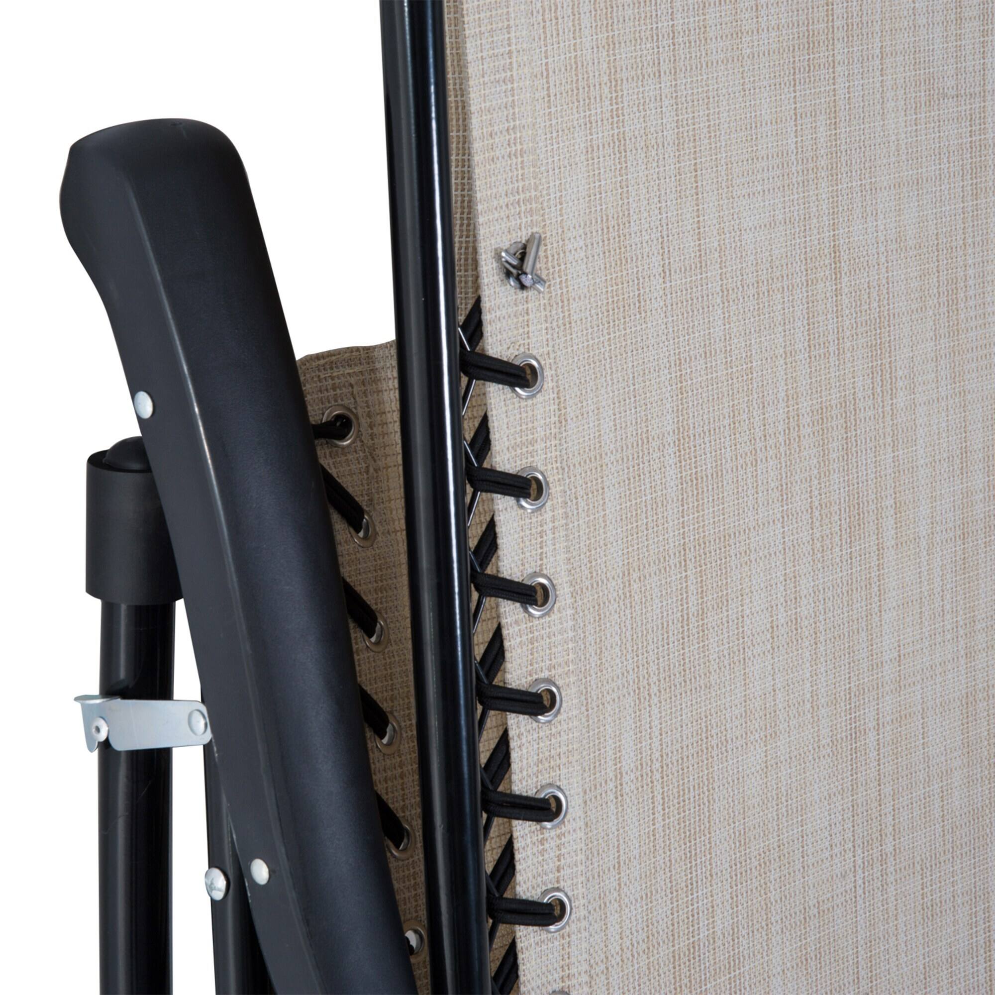 Alt View 5. Outsunny - 3 Piece Outdoor Rocking Chair Set, Patio Folding Lawn Rocker Set with Glass Coffee Table, Headrests for Yard - Cream White.