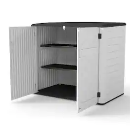 Yardgrace - Outdoor Storage Shed 358 Gal. 53.15 in. x 33.07 in. x 46.85 in. Resin Large Waterproof Deck Box Shed - White with 2 shelves