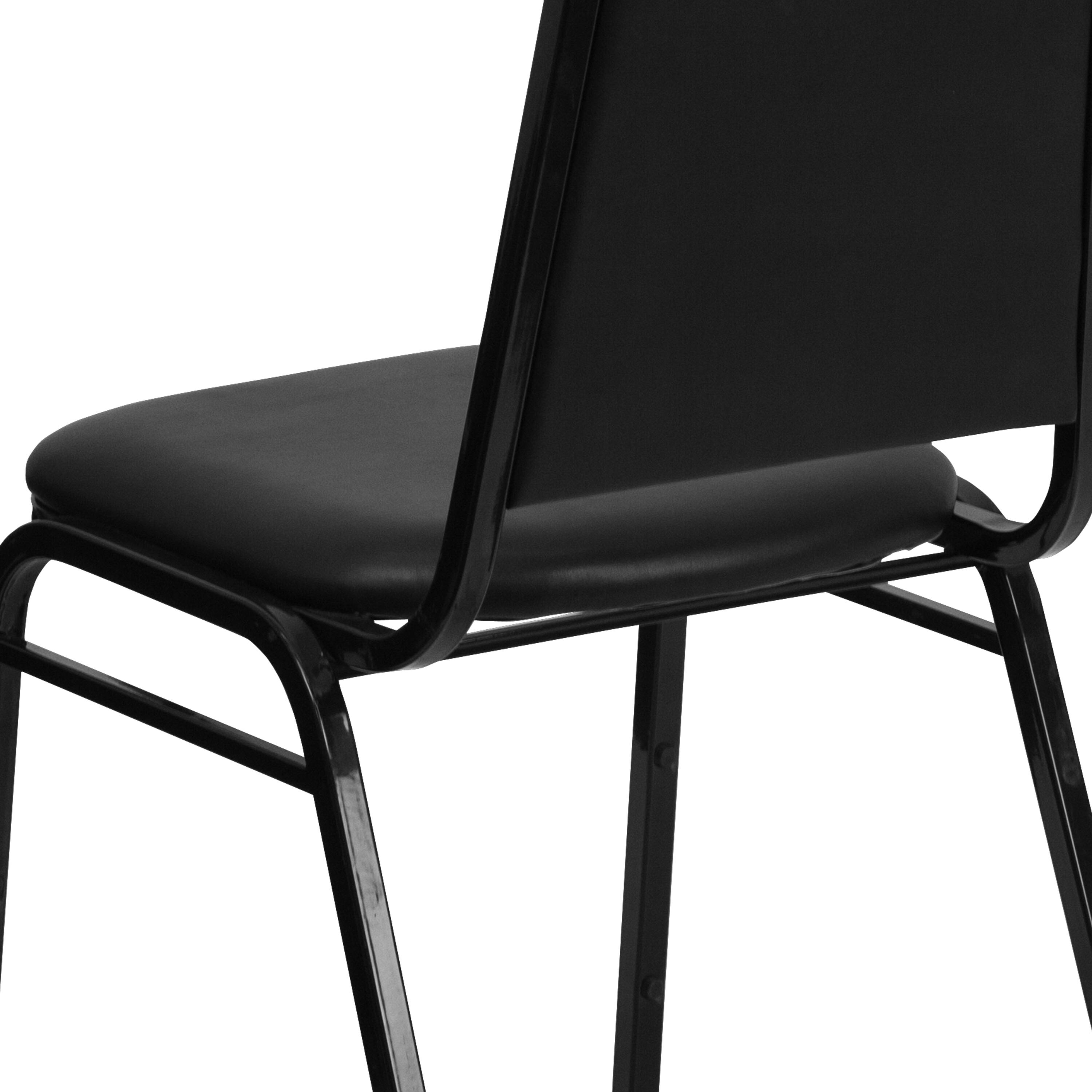 Alt View 8. Emma + Oliver - 4 Pack Trapezoidal Back Stacking Banquet Chair - Black Vinyl/Black Frame.