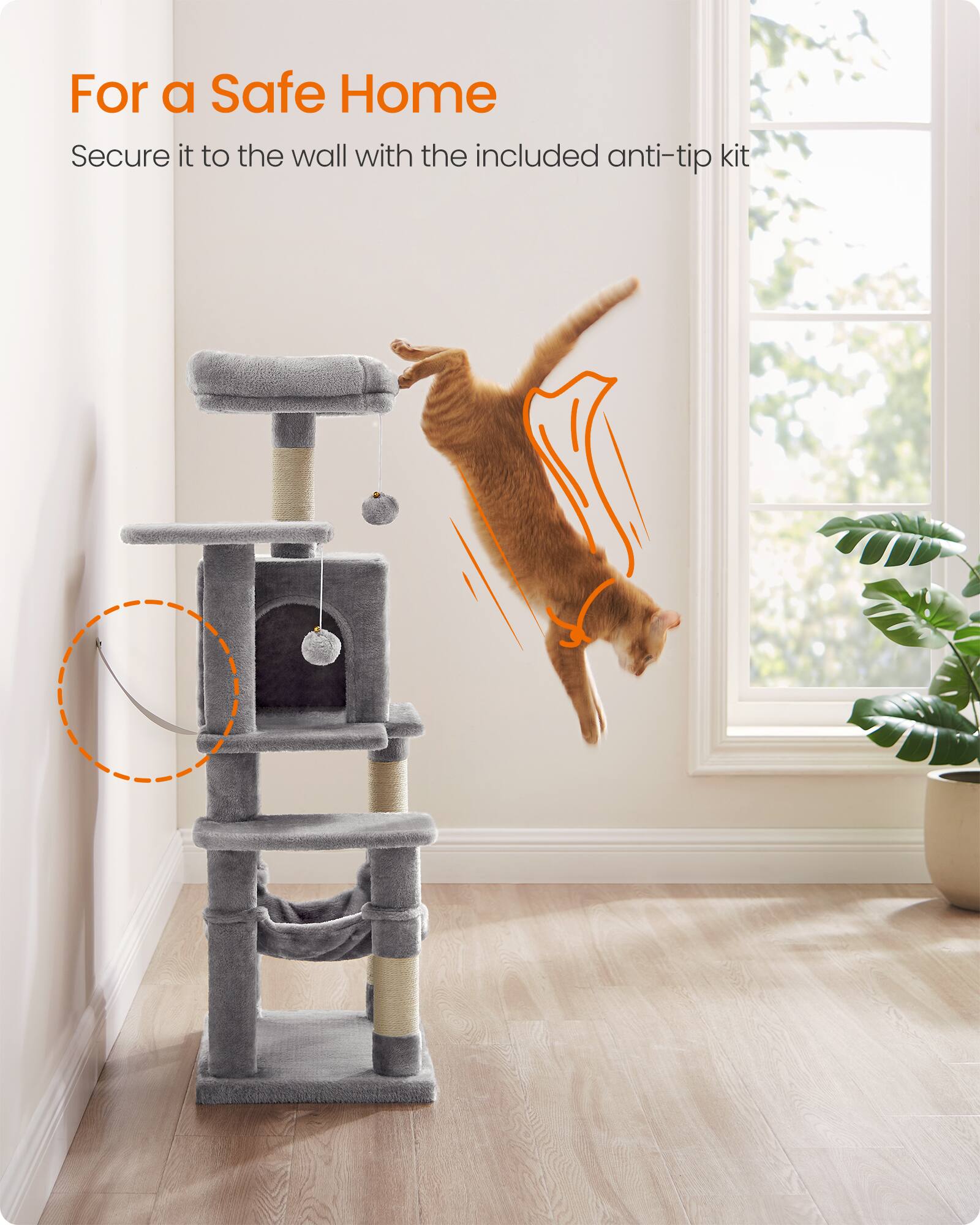 For a Safe Home  
Secure it to the wall with the included anti-tip kit