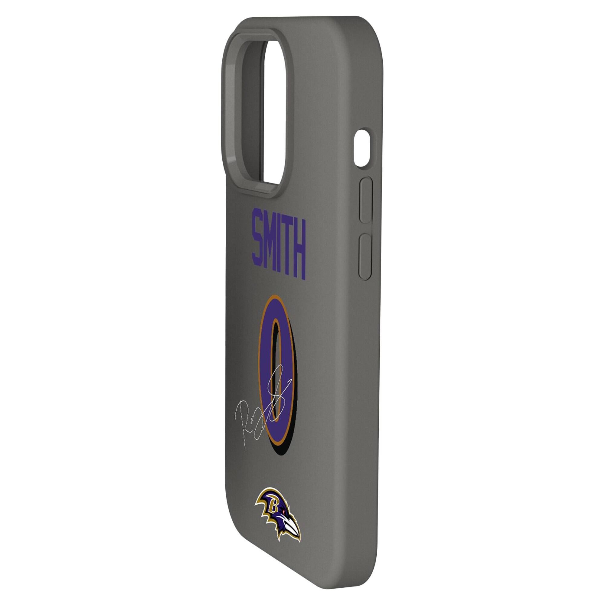 Alt View 1. Keyscaper - Roquan Smith Gray Baltimore Ravens Ready Soft Touch iPhone Case - 15 Pro Max - Gray.