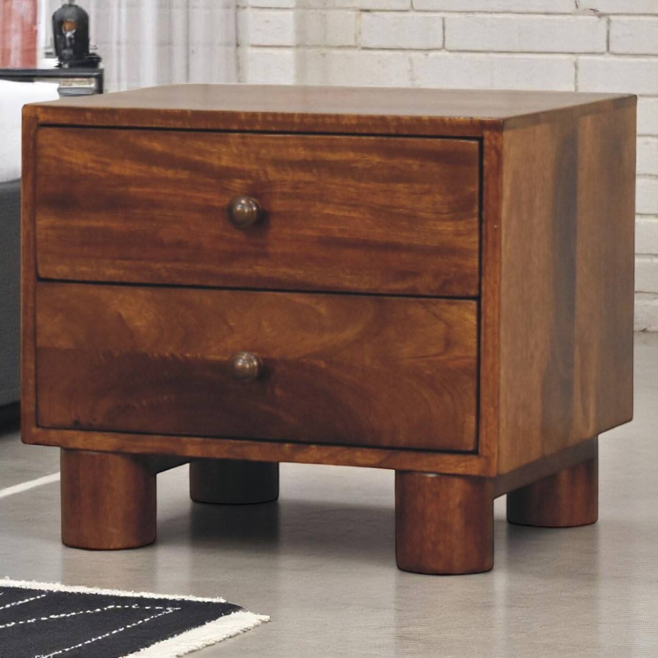Angle. Artisan Furniture - Artisan Furniture Solid Wood Tula 2 Drawer Chestnut Nightstand, Brown - brown.