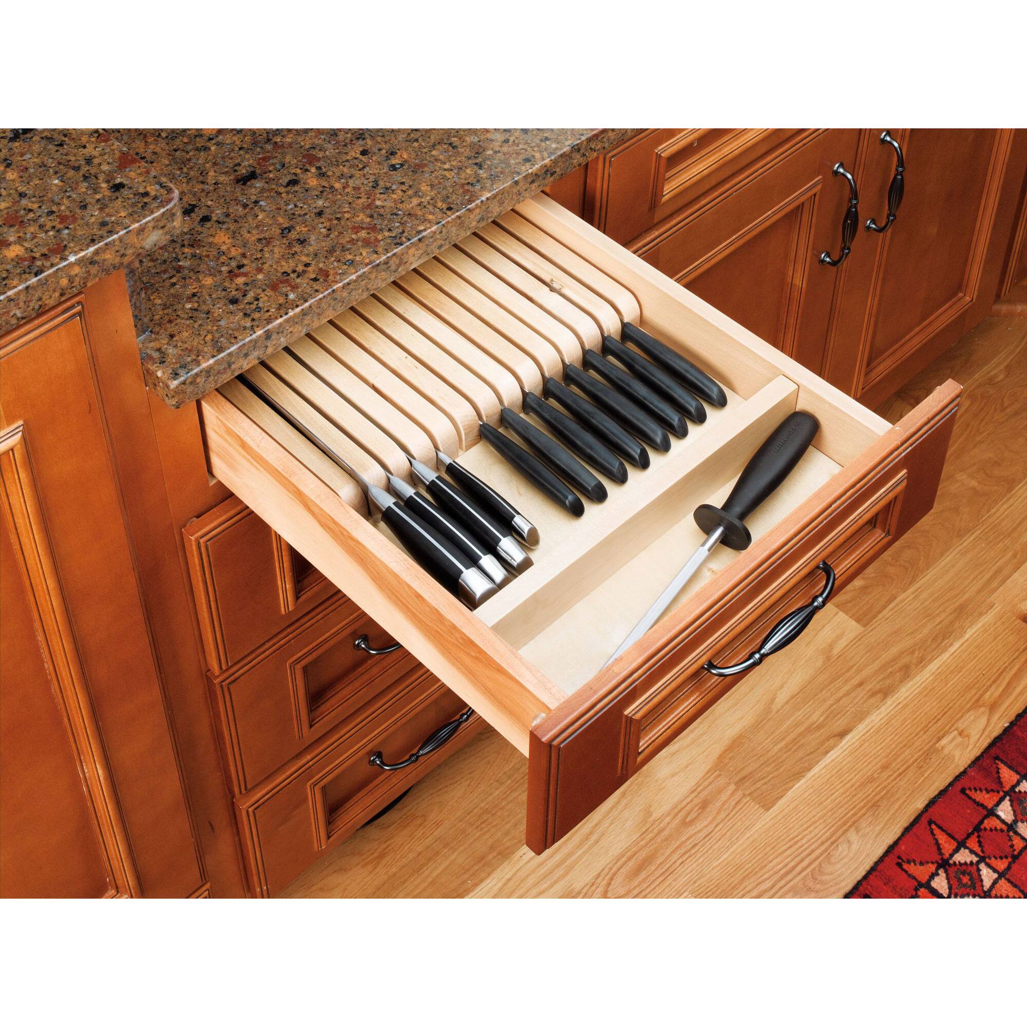 Alt View 5. Rev-A-Shelf - Rev-A-Shelf Trim to Fit Knife Block 19 Slot Drawer Organizer Insert, 4WKB-1 - Natural.