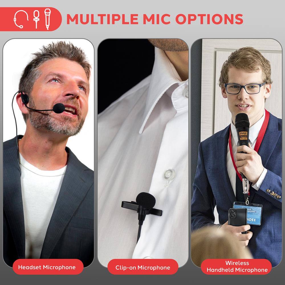 MULTIPLE MIC OPTIONS

Headset Microphone

Clip-on Microphone

Wireless Handheld Microphone