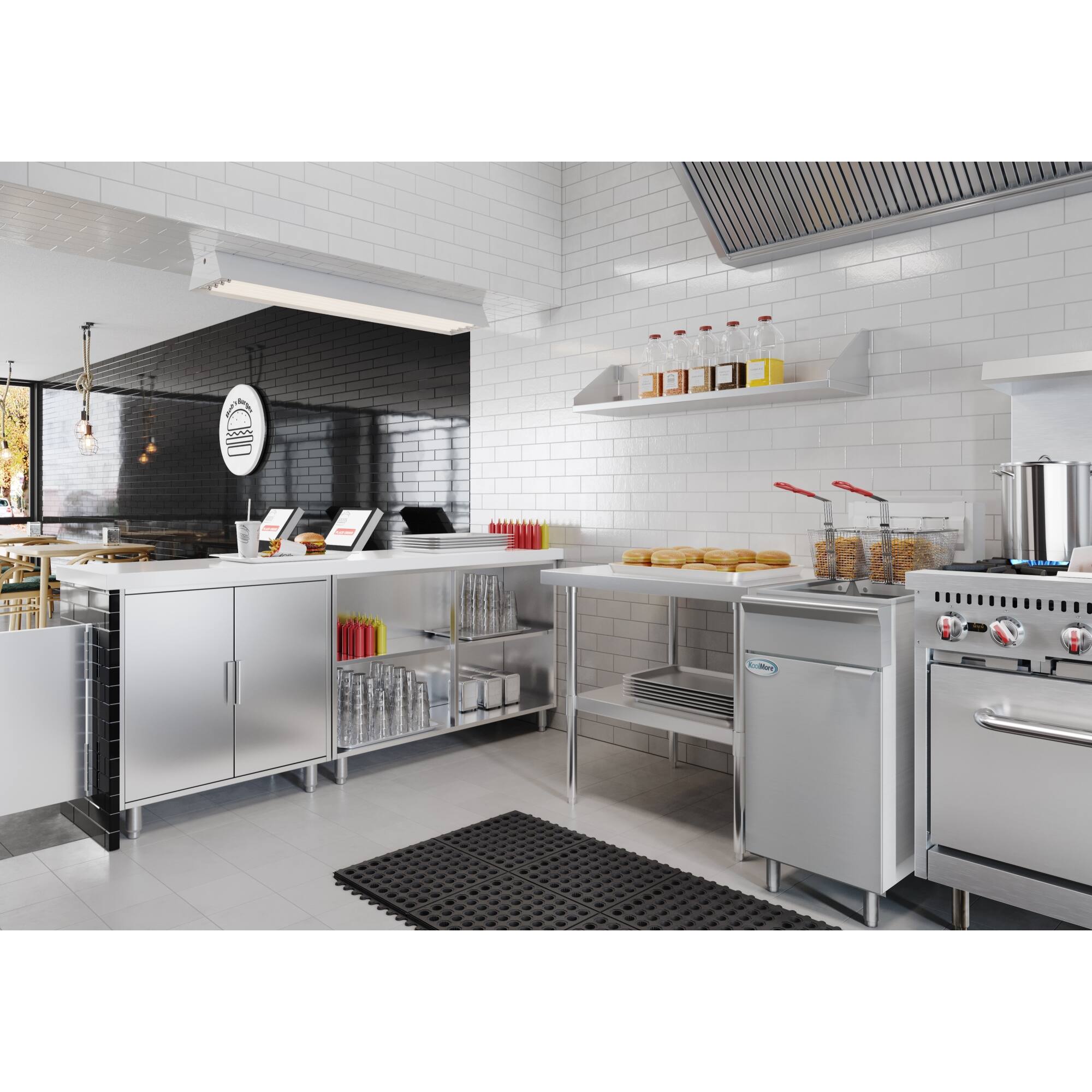 Alt View 3. Koolmore - 50 lb. Floor Standing Natural Gas Commercial Fryer with 120,000 BTU in Stainless-Steel, ETL Listed (KM-FDF50-NG) - Silver.