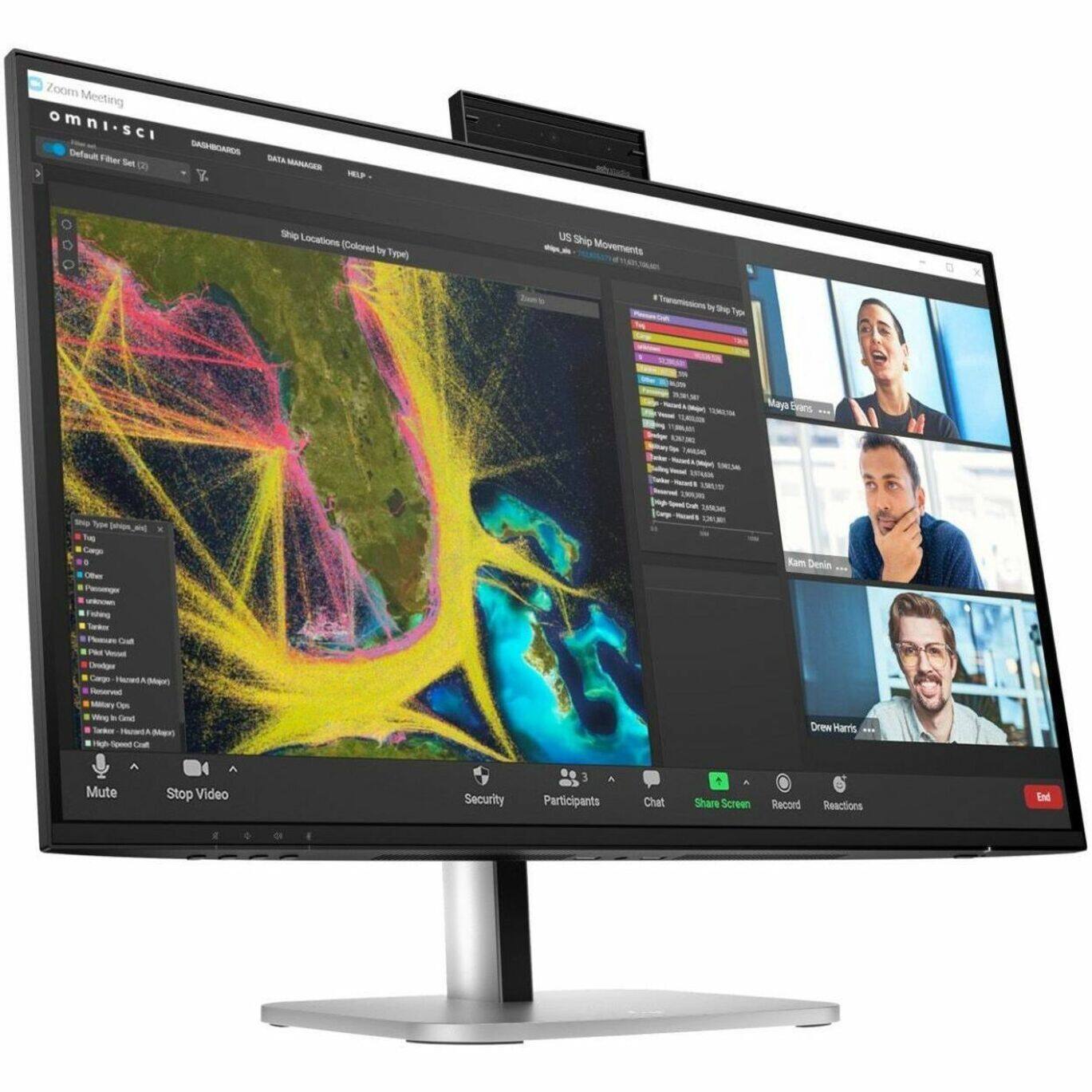 Zoom Meeting omni-sci

Default Filter Set

DASHBOARDS
DATA MANAGER
HELP

Ship Locations (Colored by Type)

US Ship Movements

Participants
Chat
Share Screen
Record
Reactions

Mute
Stop Video
Security

3 Participants

Maya Bens
Kam Denin
Drew Harris
