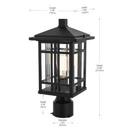 Elegant Lighting - Harley 15 inch Outdoor Post light in Black - Black And Clear