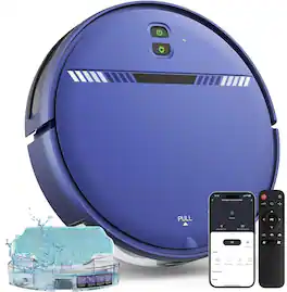Teendow - Robot Vacuum with Mop, Robotic Vacuum Cleaner with APP/Remote, Self-Charge, for Hardfloor, Carpet,Pet Hair - Blue
