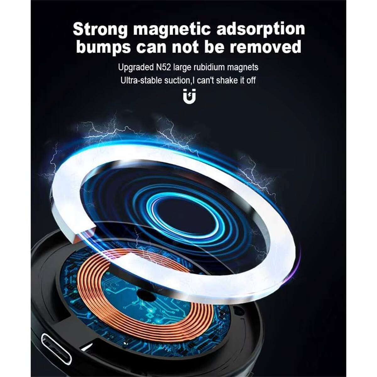Strong magnetic adsorption bumps can not be removed  
Upgraded N52 large rubidium magnets  
Ultra-stable suction, can't shake it off