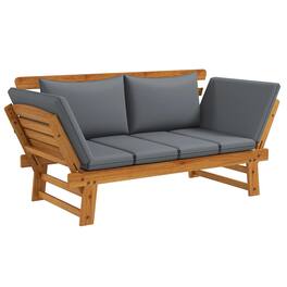 Resenkos - Outdoor Bench, Patio Loveseat with Cushions, Adjustable Armrests, Durable Garden Bench for Front Porch - Gray