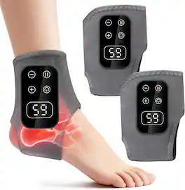 Core Tech - Cordless Foot and Ankle Massager with Heat, Vibration, Compression, LED Display and Adjustable Strap, 2-Pack - Gray