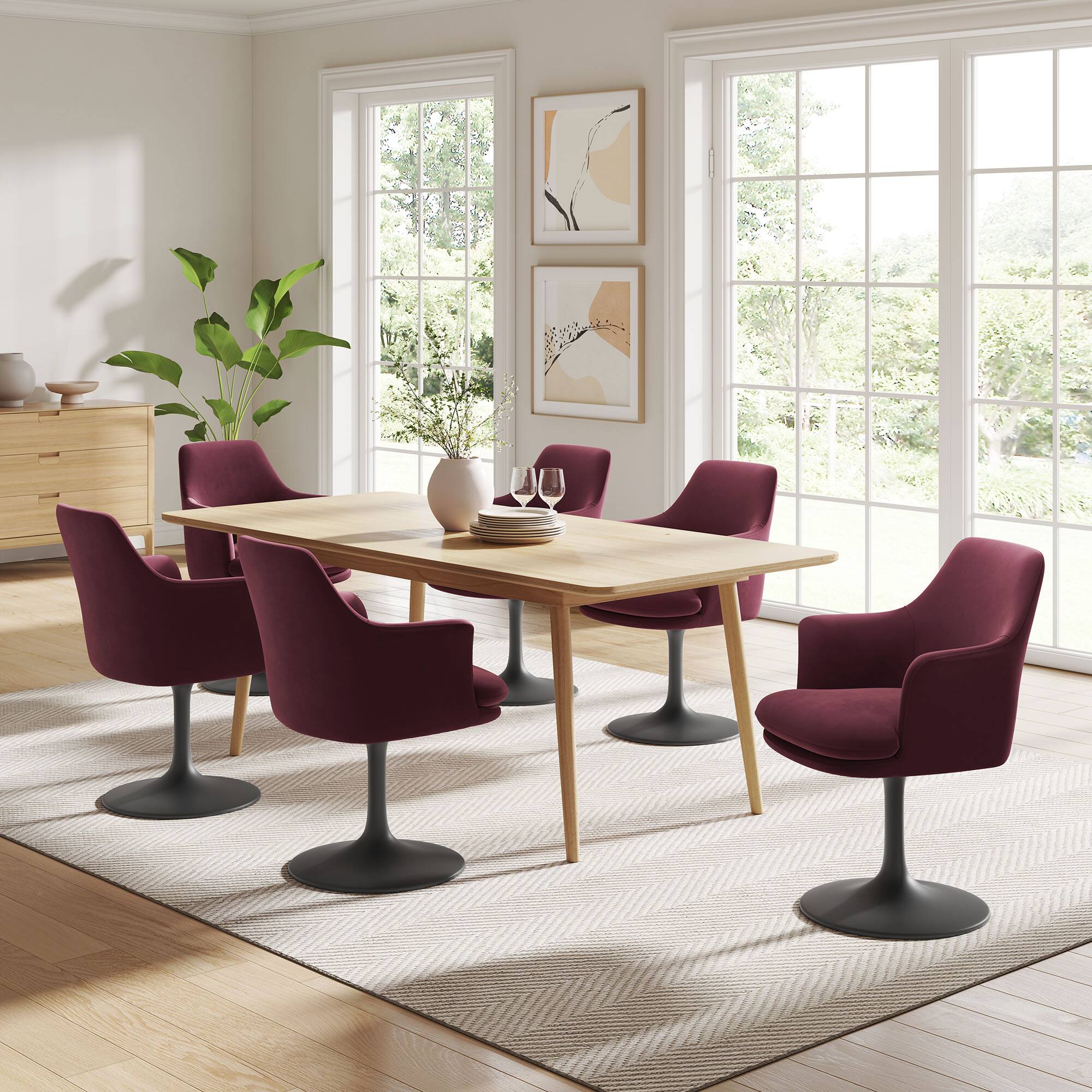 Alt View 1. Modway - Lippa Swivel Dining Armchair by Modway - Black Mulberry.