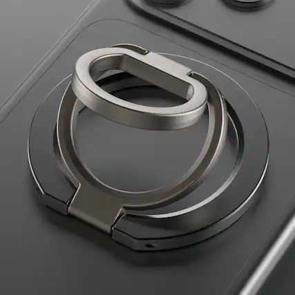 Front. Dteck - Mag Safe Magnetic Ring Stand Holder for Apple iPhone 17 Pro Max Rotating Stand Universal Double Sided Foldable Bracket - Black.
