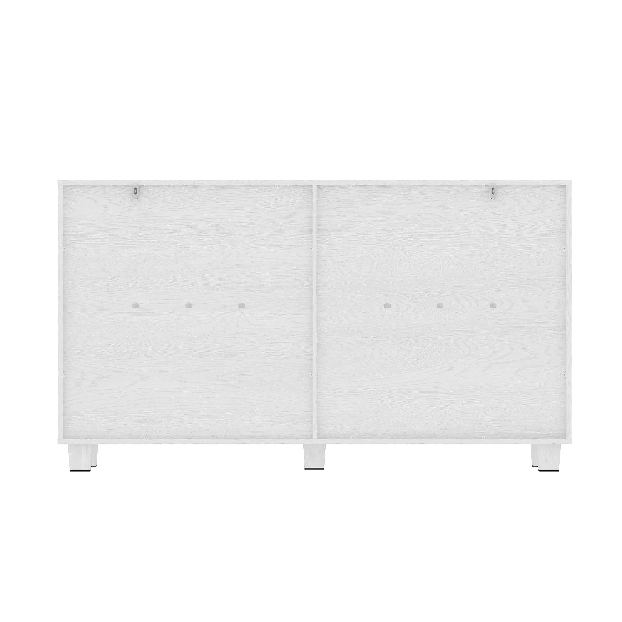 Back. Famapy - Famapy Wood-Grain Glass-Door Cabinet: Storage & Display for Living Room, Study, Bedroom – Dustproof, Sturdy - White.